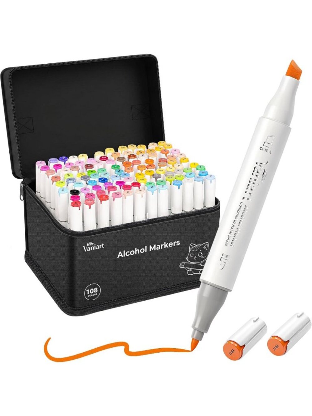 108 Colors Professional Alcohol Markers Set - Fine & Chisel Sketch Pens for